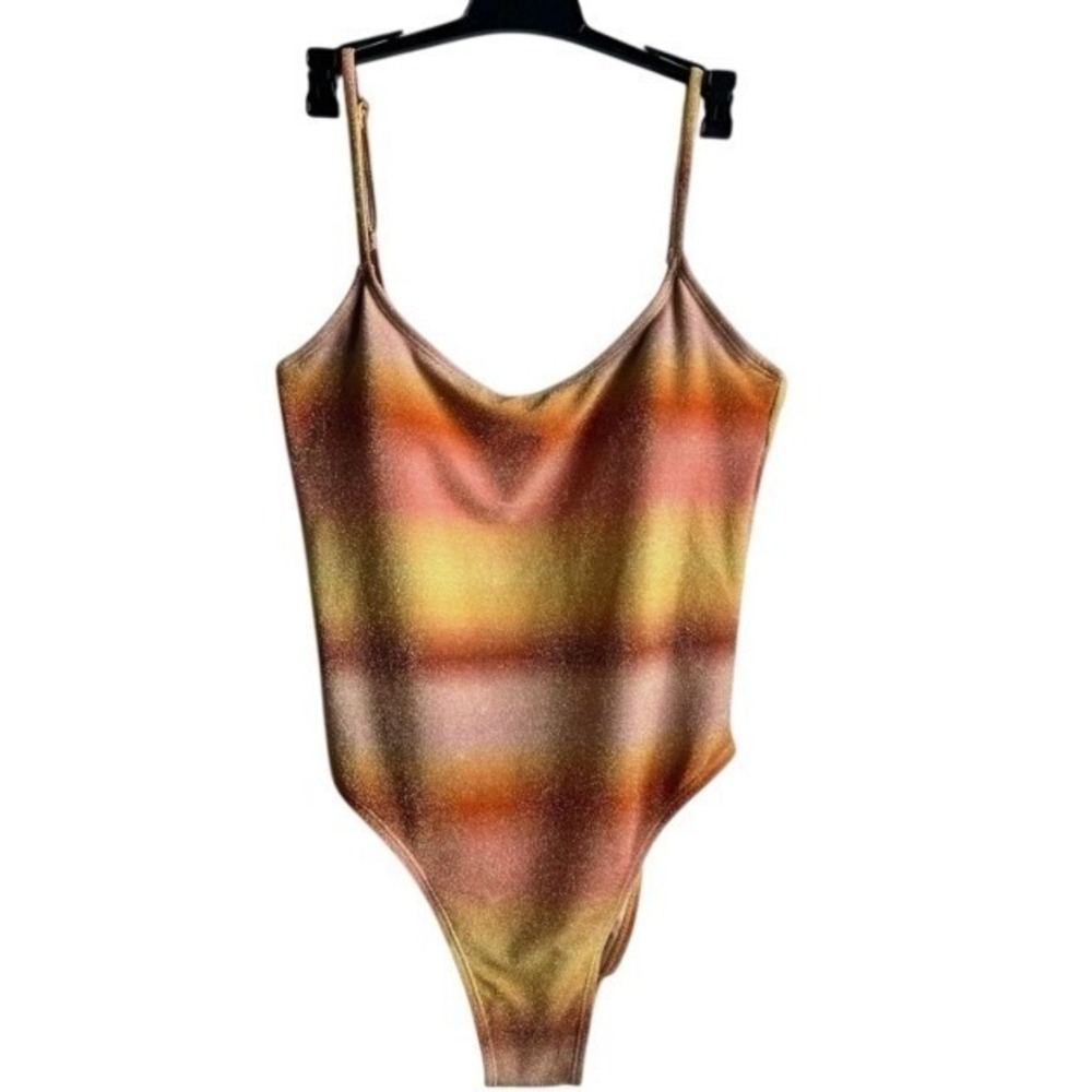 COTTON ON Womens Glitter Ombre Scoop Neck‎ Cheeky One Piece Swimsuit Size Medium